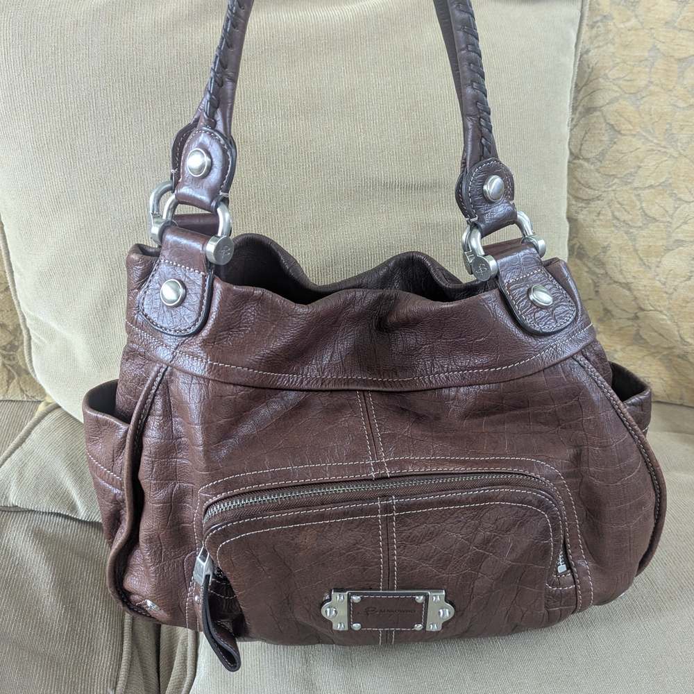 B. Makowsky Chocolate Brown reptile-embossed Purse